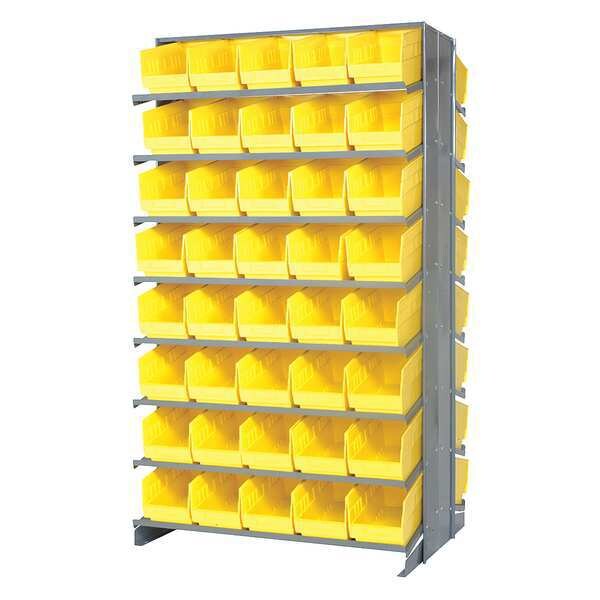 Steel Pick Rack, 36 in W x 64 in H x 24 in D, 16 Shelves, Yellow