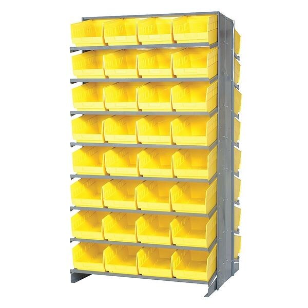 Steel Pick Rack, 36 in W x 64 in H x 24 in D, 16 Shelves, Gray