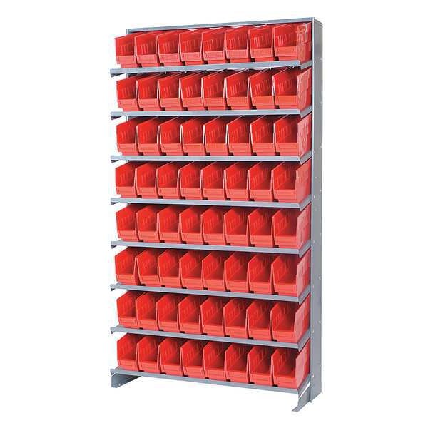 Steel Pick Rack, 36 in W x 64 in H x 12 in D, 8 Shelves, Red