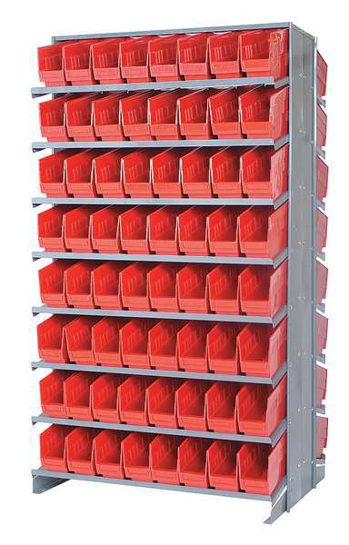 Steel Pick Rack, 36 in W x 64 in H x 24 in D, 16 Shelves, Red