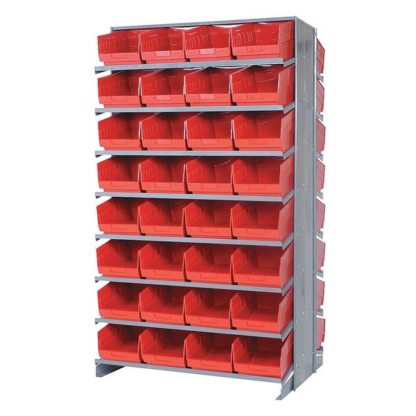 Steel Pick Rack, 36 in W x 64 in H x 24 in D, 16 Shelves, Gray