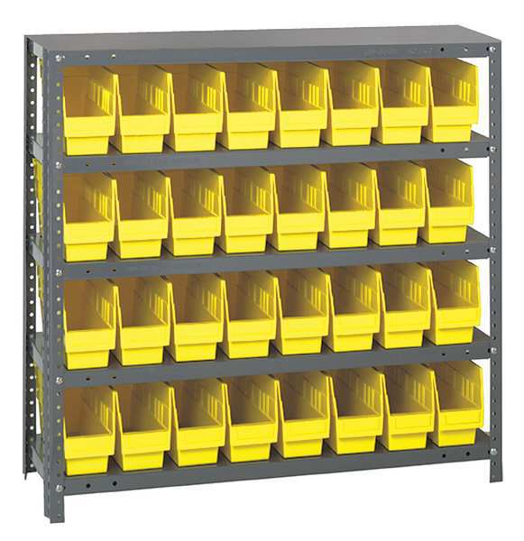 Steel Bin Shelving, 36 in W x 39 in H x 12 in D, 5 Shelves, Yellow