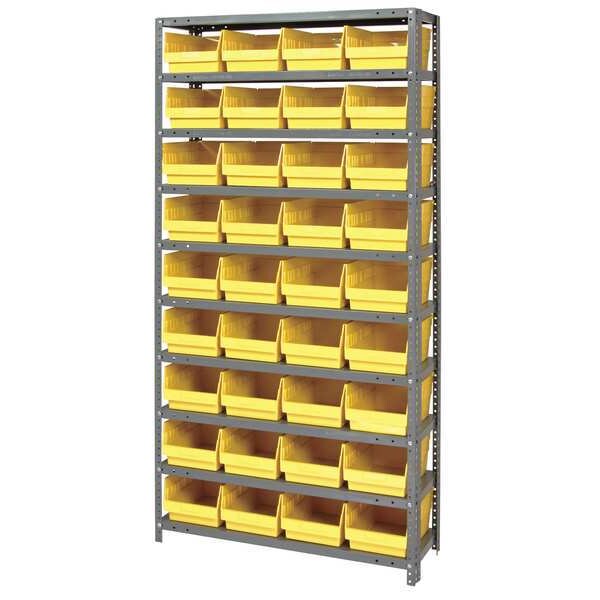 Steel Bin Shelving, 36 in W x 75 in H x 18 in D, 10 Shelves, Yellow