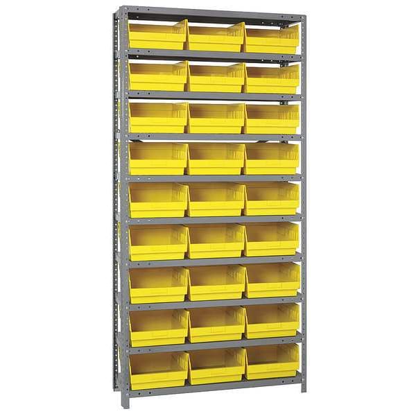 Steel Bin Shelving, 36 in W x 75 in H x 18 in D, 10 Shelves, Yellow