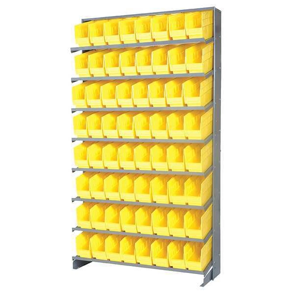 Steel Pick Rack, 36 in W x 64 in H x 12 in D, 8 Shelves, Yellow