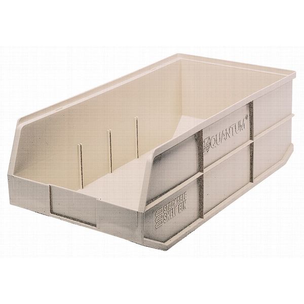Shelf Storage Bin, Ivory, Polypropylene, 20 1/2 in L x 11 in W x 7 in H, 85 lb Load Capacity