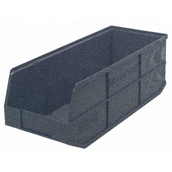 Shelf Storage Bin, Gray, Polypropylene, 20 1/2 in L x 8 1/4 in W x 7 in H, 70 lb Load Capacity