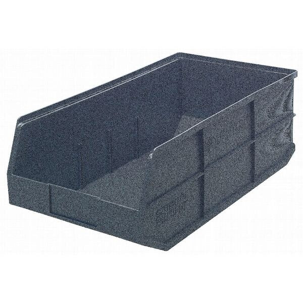 Shelf Storage Bin, Gray, Polypropylene, 20 1/2 in L x 8 1/4 in W x 7 in H, 70 lb Load Capacity
