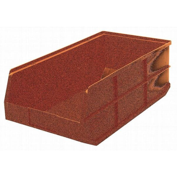 Shelf Storage Bin, Orange, Polypropylene, 20 1/2 in L x 11 in W x 7 in H, 85 lb Load Capacity