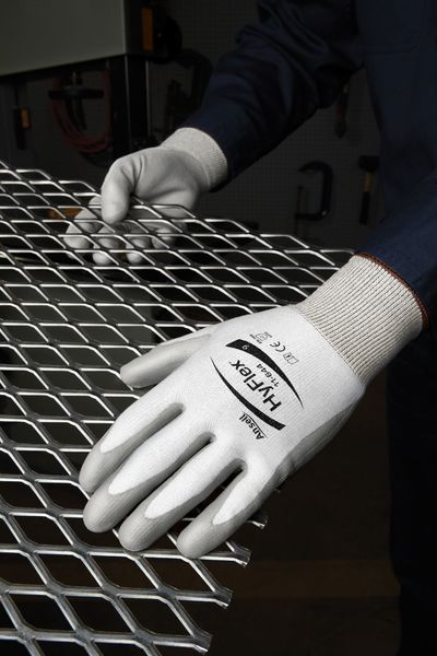 Hyflex Cut-Resistant Coated Gloves, A2 Cut, Dipped, Polyurethane, Gray, Medium (Size 8), 1 Pair