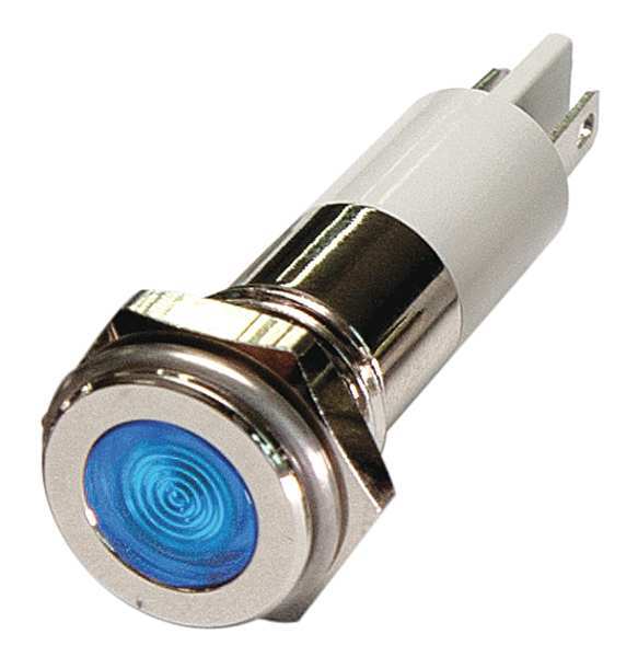 Flat Indicator Light, Blue, 12VDC, Size: 10mm Mounting dia