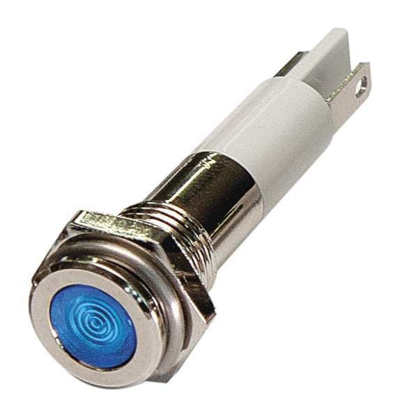 Flat Indicator Light, Blue, 120VAC, Size: 8mm Mounting dia