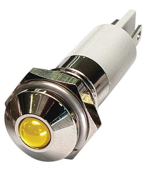 Round Indicator Light, Yellow, 12VDC, IP Rating: 40