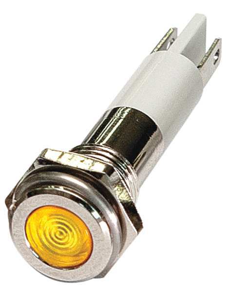 Flat Indicator Light, Yellow, 12VDC