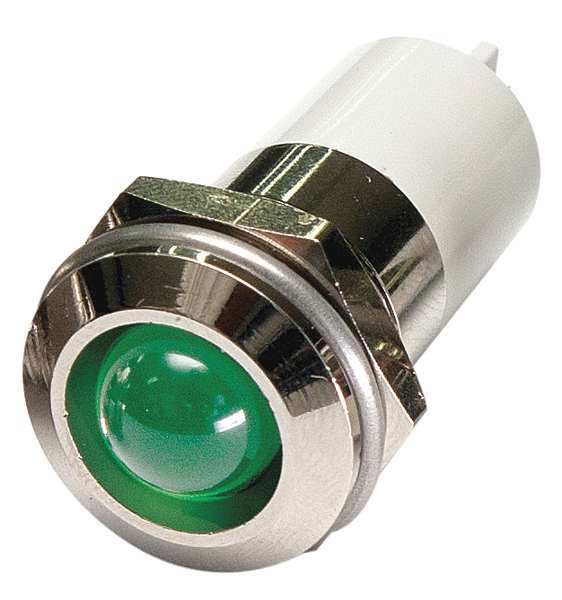 Round Indicator Light, Green, 12VDC, Size: 16mm Mounting dia