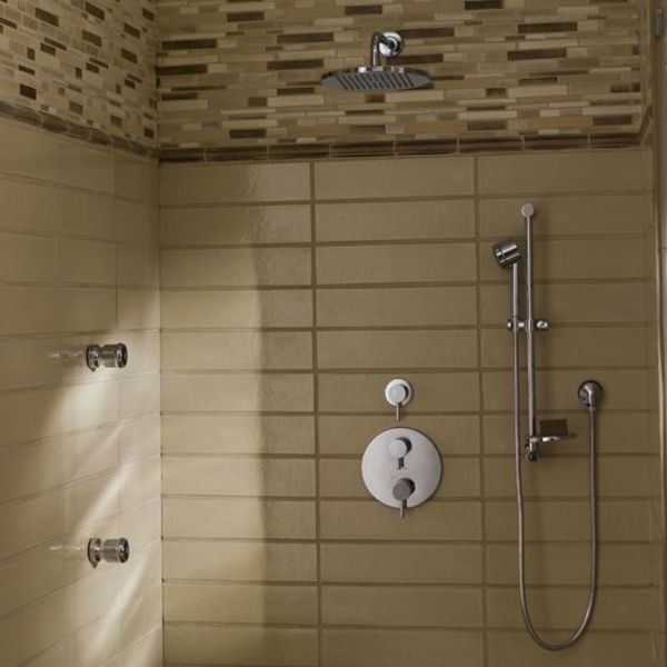 Shower Arm Mount, Rain Shower Head, Polished Chrome, Shower Arm