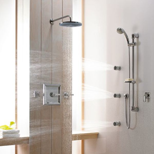 Shower Arm Mount, Rain Shower Head, Polished Chrome, Shower Arm