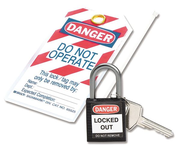 Lockout Padlock, KD, Black, 1-7/16
