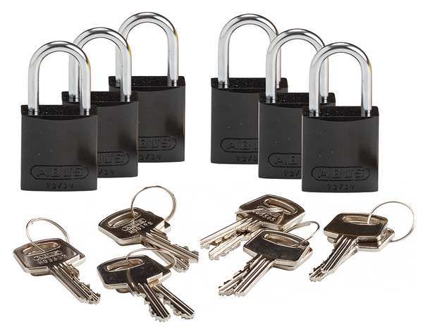 Lockout Padlock, KD, Black, 1-7/16