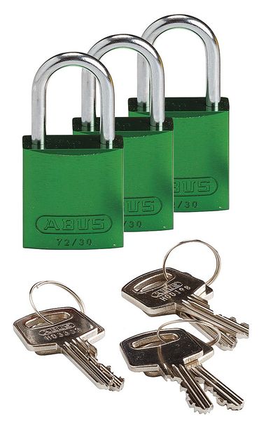 Lockout Padlock, KA, Green, 1-7/16