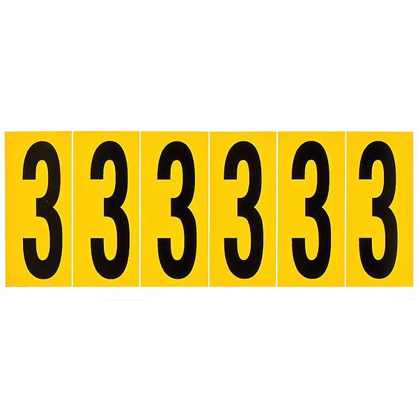 Number Label, 3, 1-1/2 in. W x 3-1/2 in. H
