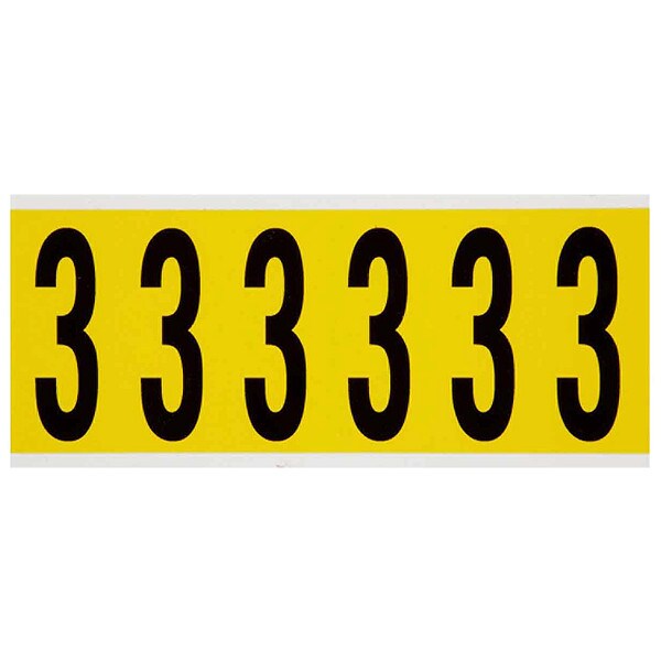 Number Label, 3, 1-1/2 in. W x 3-1/2 in. H