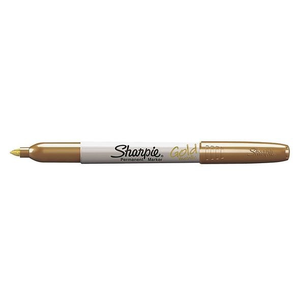 Permanent Marker, Fine Tip Metallic Gold PK12