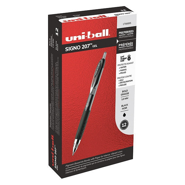 Retractable Rollerball Gel Pen, 1.0 mm, Black PK12