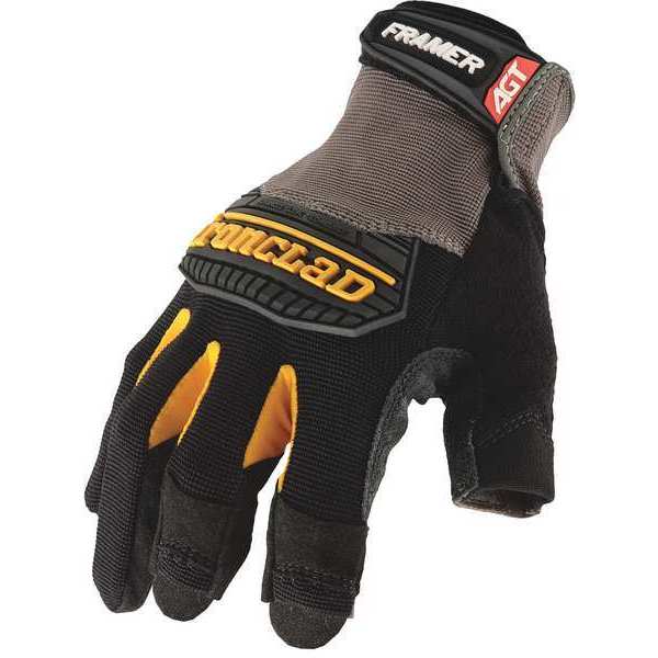 Mechanics Gloves, M, Black, Single Layer Seamless with Sewn Duraclad(TM) Patches