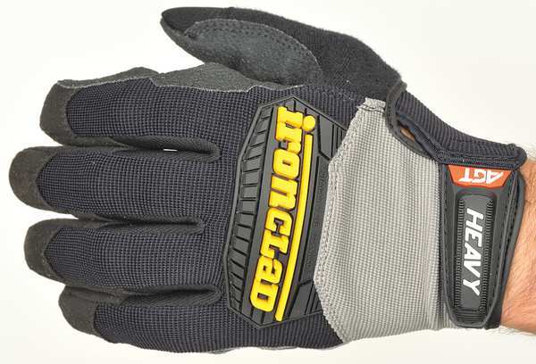 Mechanics Gloves, L, Black, Single Layer Seamless with Sewn Duraclad(TM) Patches
