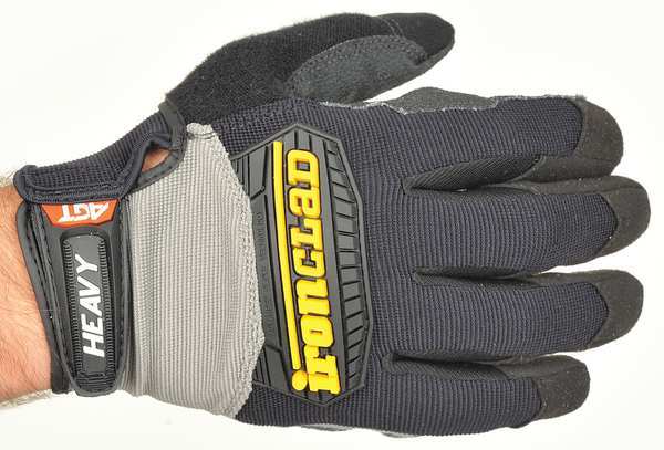 Mechanics Gloves, L, Black, Single Layer Seamless with Sewn Duraclad(TM) Patches