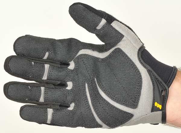 Mechanics Gloves, L, Black, Single Layer Seamless with Sewn Duraclad(TM) Patches