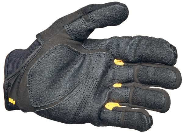 Mechanics Gloves, L, Black, Single Layer Seamless with Sewn Duraclad(TM) Patches