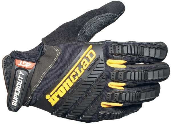 Mechanics Gloves, L, Black, Single Layer Seamless with Sewn Duraclad(TM) Patches