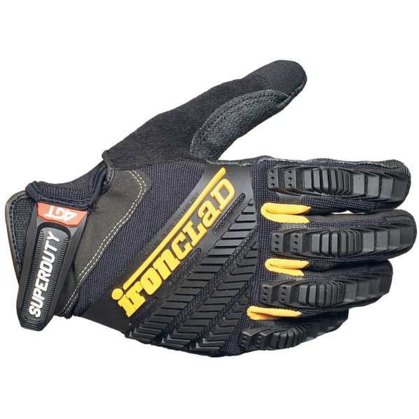 Mechanics Gloves, M, Black, Single Layer Seamless with Sewn Duraclad(TM) Patches