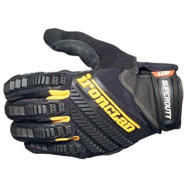 Mechanics Gloves, M, Black, Single Layer Seamless with Sewn Duraclad(TM) Patches