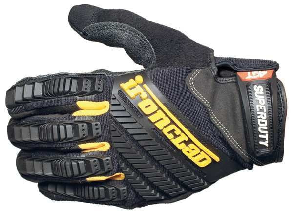 Mechanics Gloves, L, Black, Single Layer Seamless with Sewn Duraclad(TM) Patches