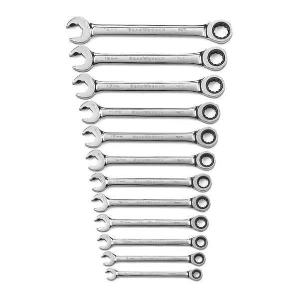 12 Pc. 12 Point Open End Ratcheting Metric Wrench Set