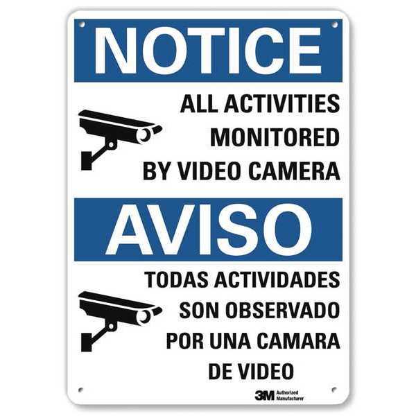 Notice Sign, 10 in H, 7 in W, Aluminum, Horizontal Rectangle, English, Spanish, U1-1006-RA_7X10