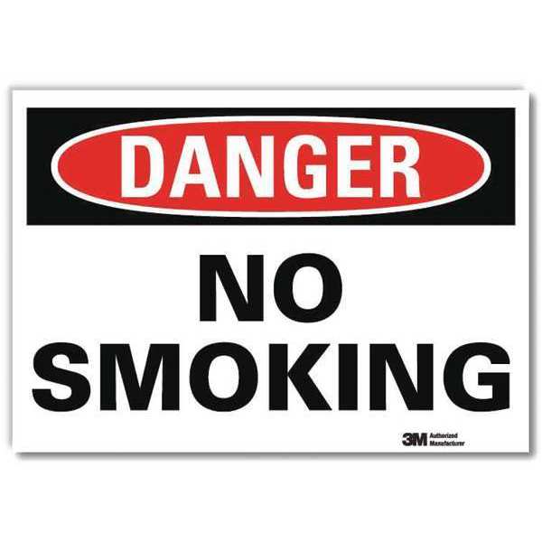 Danger No Smoking Sign, 5 in H, 7 in W, Reflective Sheeting, Horizontal Rectangle, U1-1025-RD_7X5