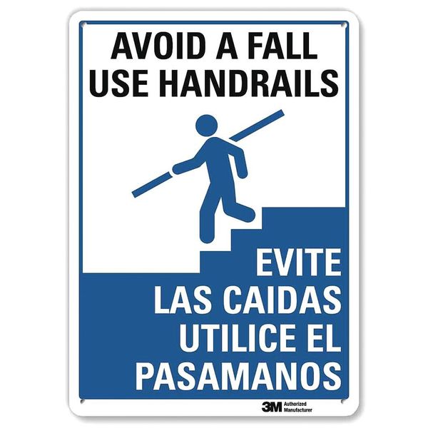 Safety Reminder Sign, 10 in Height, 7 in Width, Aluminum, Horizontal Rectangle, English, Spanish