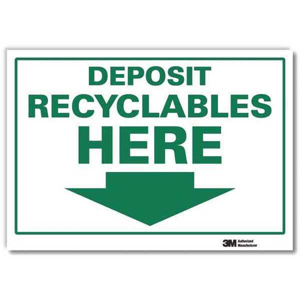 Recycling Sign, 14x10 In., English, U1-1066-RD_14X10