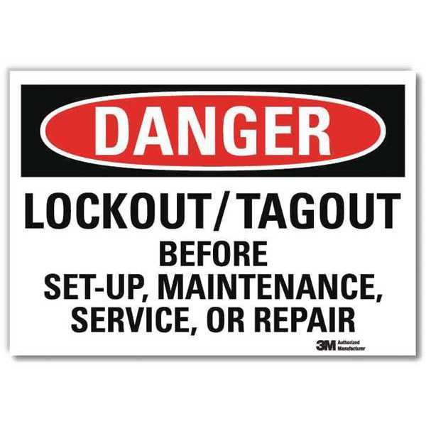 Danger Sign, 10 in Height, 14 in Width, Reflective Sheeting, Horizontal Rectangle, English