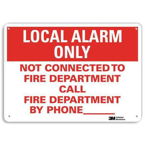 Fire Alarm Sign, 7 in Height, 10 in Width, Aluminum, Vertical Rectangle, English, Spanish