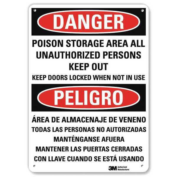 Danger Sign, 10x7 In., Bilingual, U1-1053-RA_7X10