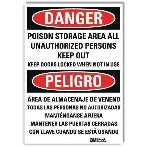 Danger Sign, 10x7 In., Bilingual, U1-1053-RD_7X10