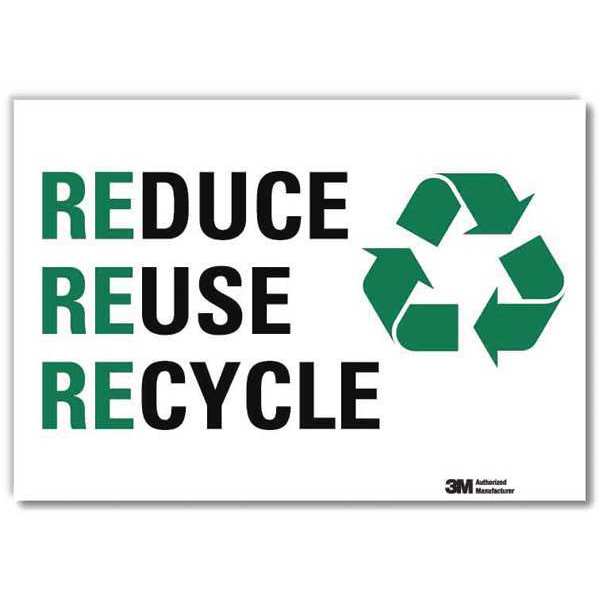 Recycling Sign, 14x10 In., English, U1-1075-RD_14X10