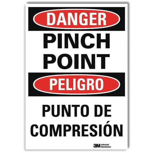 Danger Sign, 10 in Height, 7 in Width, Reflective Sheeting, Horizontal Rectangle, English