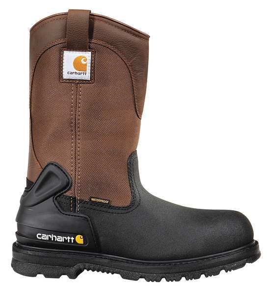 Size 8 Men's Wellington Boot Steel Work Boot, Black/Brown