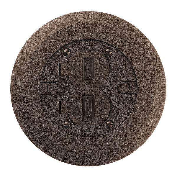 Round Cover/Flange Assembly, Screw Mount, Non-Metallic, 6.25 in Dia, Molded, Brown